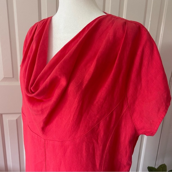 MOSAIC USA | Linen COWL NECK POCKET Shift Dress | Size Medium - Picture 2 of 13